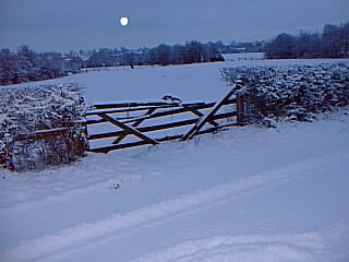 Snow lies in the fields